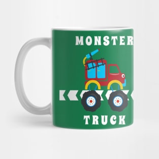 Vector illustration of monster truck with cartoon style. Mug